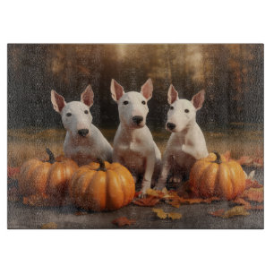 Bull Terrier Puppy Autumn Delight Pumpkin Cutting Board