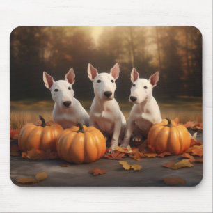 Bull Terrier Puppy Autumn Delight Pumpkin Mouse Mat