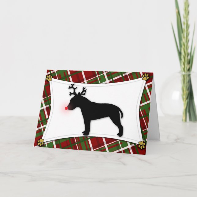 Bull Terrier Reindeer Christmas Card (Front)
