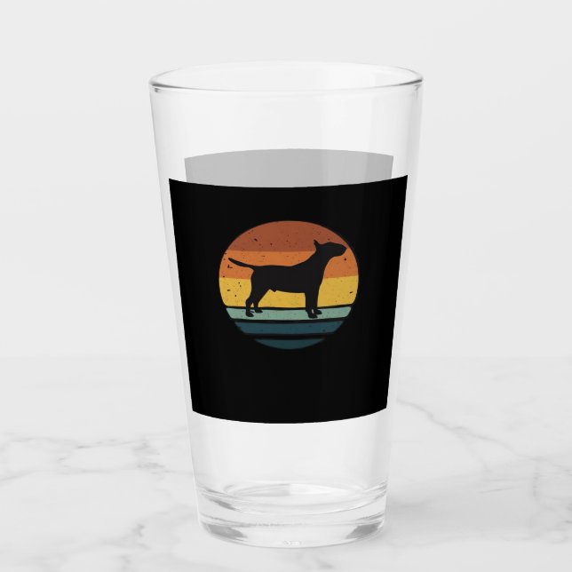 Bull Terrier Retro Vintage Classic T-Shirt Glass (Front)