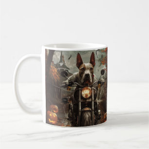 Bull Terrier Riding Motorcycle Halloween Scary Coffee Mug