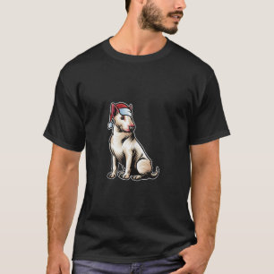 Bull Terrier Santa Claus Hat Merry Christmas Dog X T-Shirt
