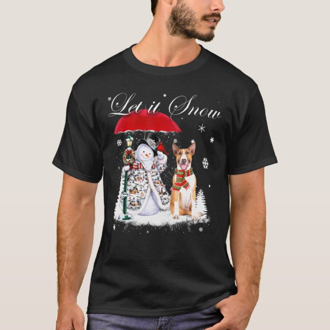 Bull Terrier Santa Dog Christmas Snowman Xmas Paja T-Shirt (Front)