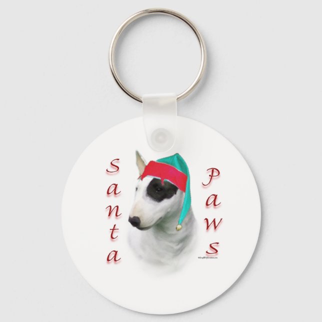 Bull Terrier Santa Paws Key Ring (Front)