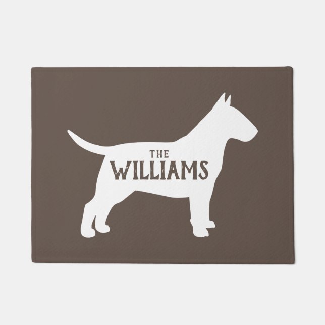 Bull Terrier Silhouette Welcome Mat Custom Doormat (Front)