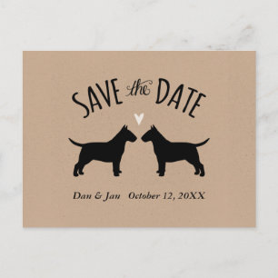 Bull Terrier Silhouettes Wedding Save the Date Announcement Postcard