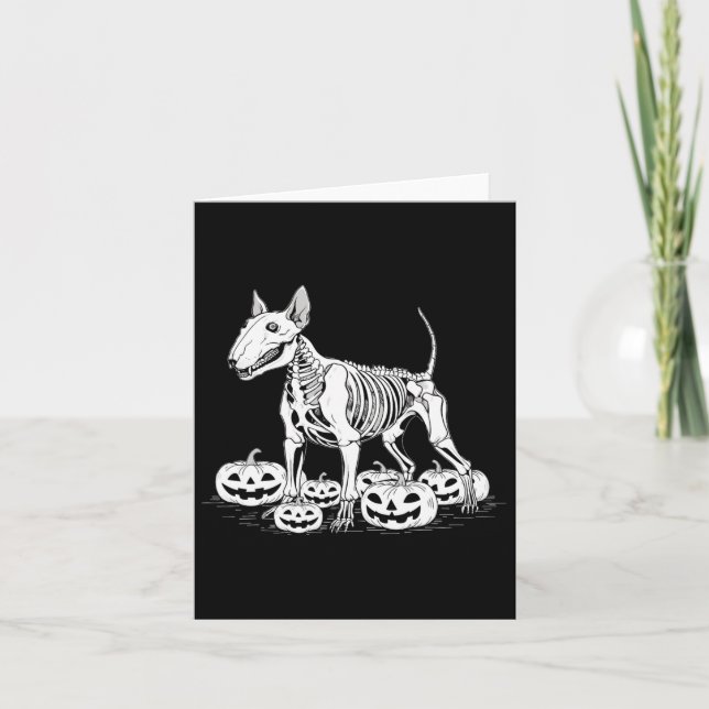 Bull Terrier Skeleton Birthday Halloween Mens Wome Card (Front)