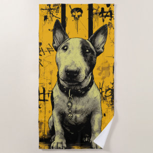 Bull Terrier Skull Grunge Art Beach Towel