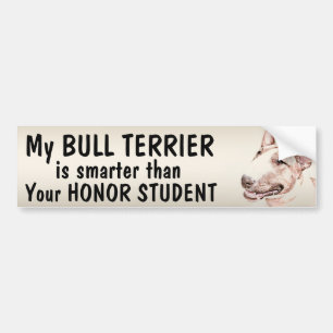 Bull Terrier - Smarter than student - funny Bumper Sticker