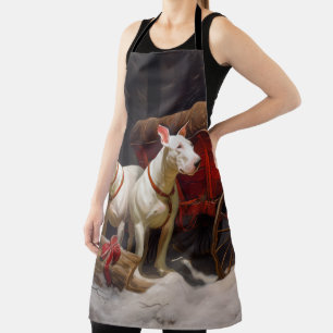 Bull Terrier Snowy Sleigh Christmas Decor  Apron