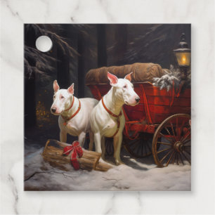 Bull Terrier Snowy Sleigh Christmas Decor  Favour Tags