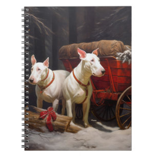 Bull Terrier Snowy Sleigh Christmas Decor Notebook