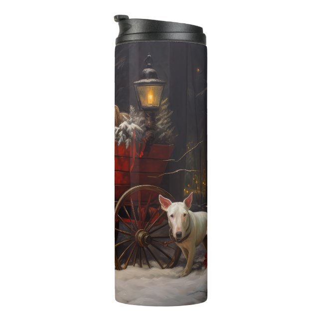 Bull Terrier Snowy Sleigh Christmas Decor  Thermal Tumbler (Rotated Right)