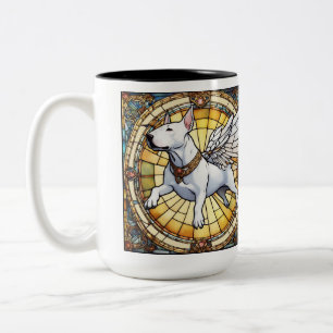 Bull Terrier Stained Glass Angel + Smoking Jacket Two-Tone Coffee Mug
