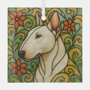 Bull Terrier "Stained Glass"  Glass Tree Decoration