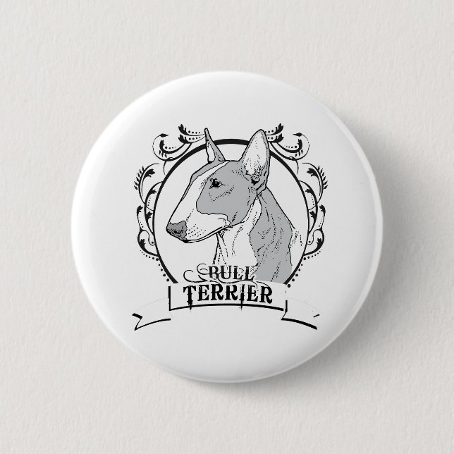 Bull Terrier T-shirt 6 Cm Round Badge (Front)
