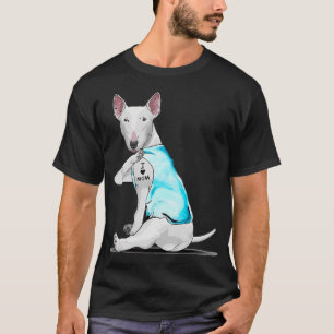 Bull Terrier Tattoos I Love MOM Sitting Gift Mothe T-Shirt