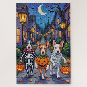 Bull Terrier Trick-or-Treating Halloween Costumes Jigsaw Puzzle