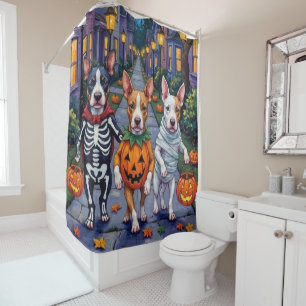 Bull Terrier Trick-or-Treating Halloween Costumes Shower Curtain
