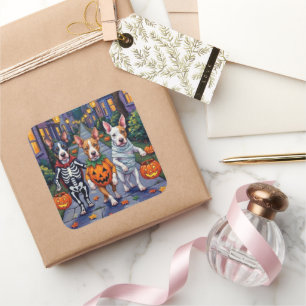 Bull Terrier Trick-or-Treating Halloween Costumes Square Sticker