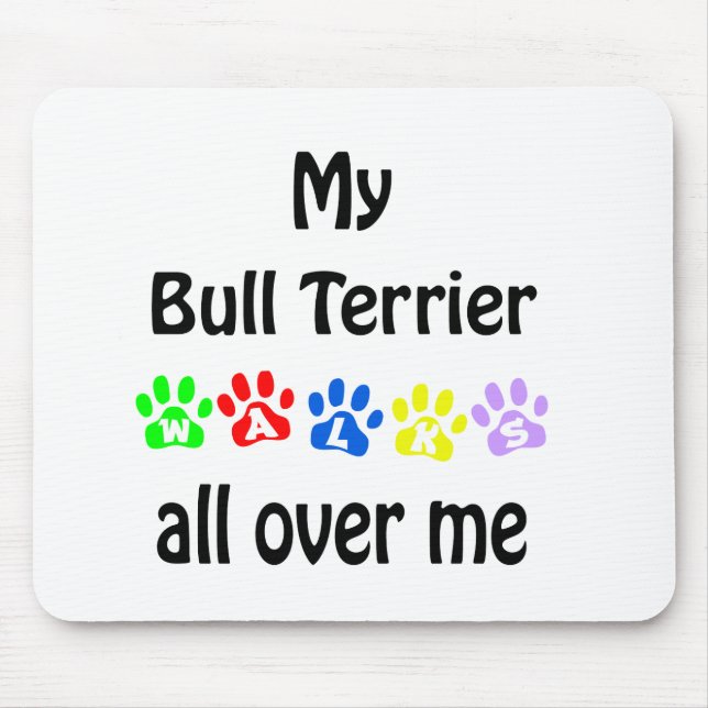 Bull Terrier Walks Design Mouse Mat (Front)