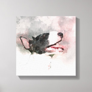 Bull Terrier watercolor painting canvas print