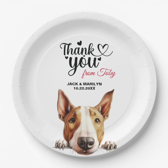 Bull Terrier Wedding Reception Paper Plate (Front)