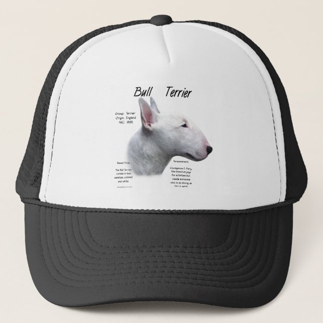 Bull Terrier (wht) History Design Trucker Hat (Front)