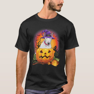 Bull Terrier Witch Pumpkin Halloween Dog Lover T-Shirt