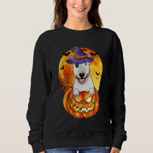 Bull Terrier Witch Pumpkin Halloween Dog Sweatshirt