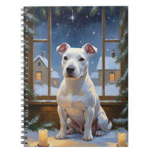 Bull Terrier with Christmas Lights Holiday Notebook