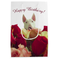 Bull terrier with roses - Happy Birthday!