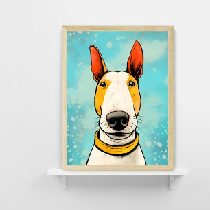 Bull Terrier with Yellow Collar Colourful Dog Poster