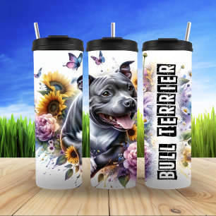 Bull Terrier's Butterfly Garden Thermal Tumbler