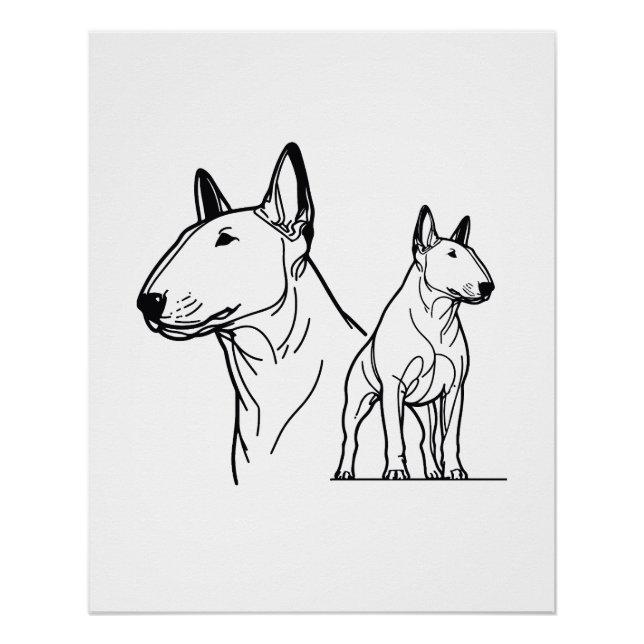 Bull Terriers lineart poster (Front)