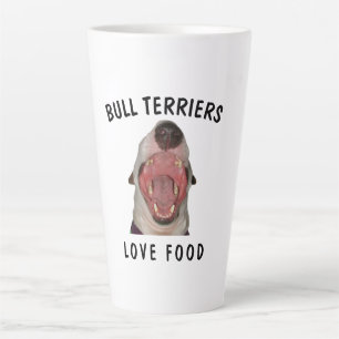 BULL TERRIERS LOVE FOOD  Latte Mug, 2 Sizes Mug