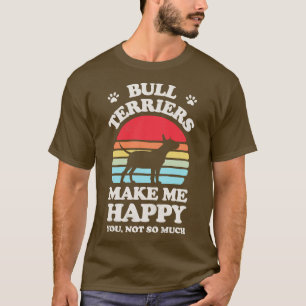 Bull Terriers Make Me Happy Sunset Retro  for Men  T-Shirt