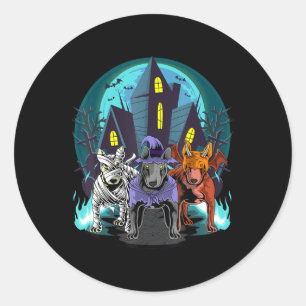 Bull Terriers Mummy Witch Devil Beagle Halloween Classic Round Sticker