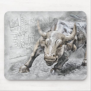 Bull Toro Market Mercado Stock Money Dinero Gold Mouse Mat
