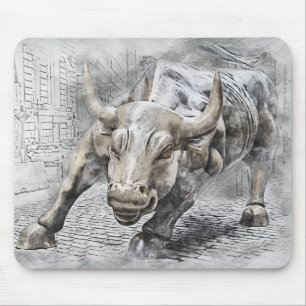 Bull Toro Market Mercado Stock Money Dinero Gold Mouse Mat