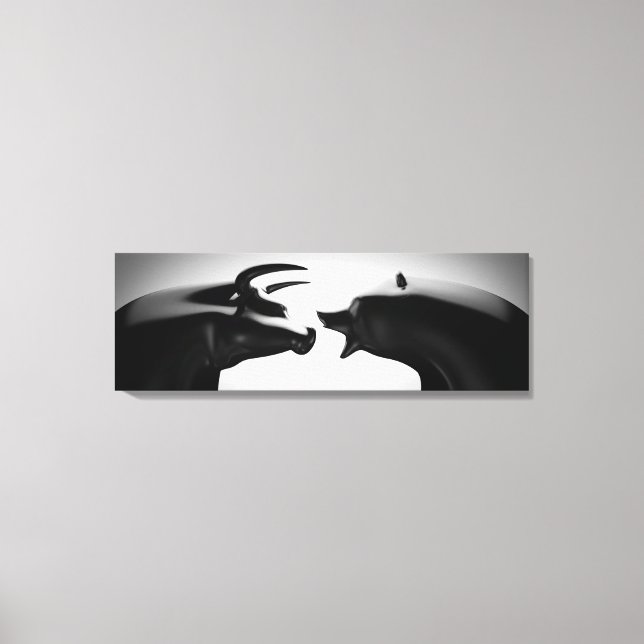 Bull vs Bear Black and White Canvas Print (Front)