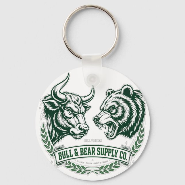 Bull vs Bear Faceoff — Trader Key Ring (Front)