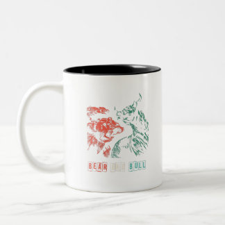 Bull vs Bear Stock Market Investor Trader Two-Tone Coffee Mug