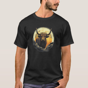 Bull With Full Moon - Full Moon Bull T-Shirt