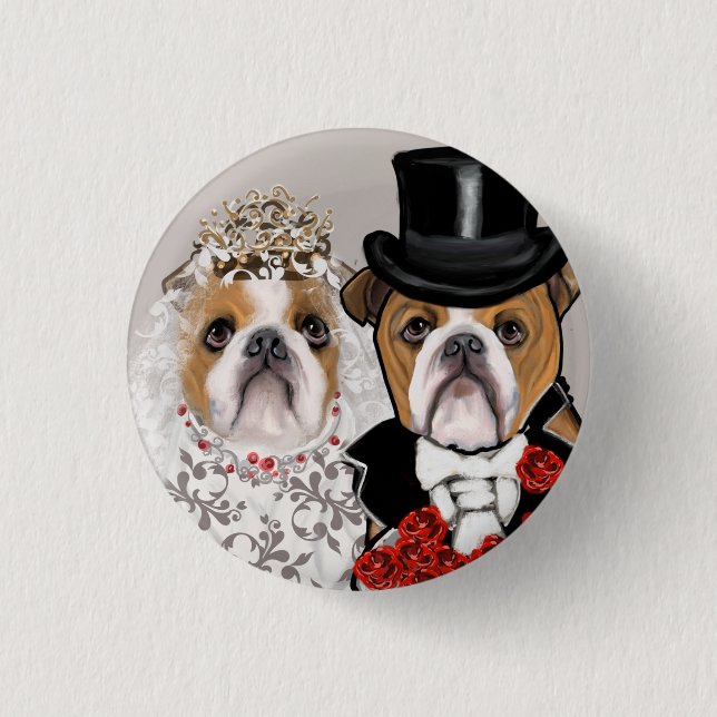 Bulldog         3 cm round badge (Front)