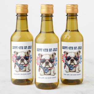 Bulldog 4th July Independence Day Red White Blue Wine Label