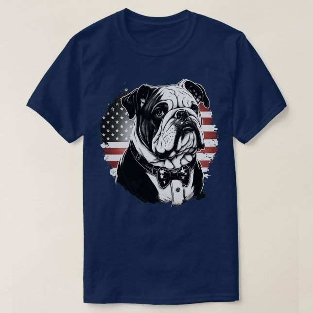 Bulldog 4th of July 6 T-Shirt (Design Front)