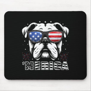 Bulldog 4th Of July Merica Patriotic Dog Tee Mouse Mat
