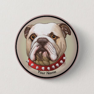 Bulldog 6 cm round badge