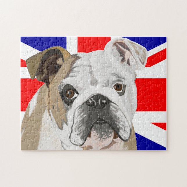 Bulldog against Union Jack Flag 252 Piece Jigsaw Puzzle (Horizontal)